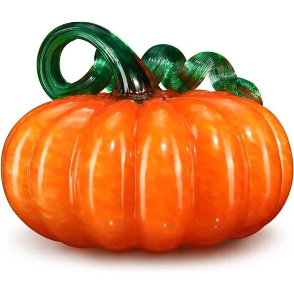 Glass Pumpkin Fall Blown Pumpkin Thanksgiving Table Decor, 5.1 x 5.1 Inch